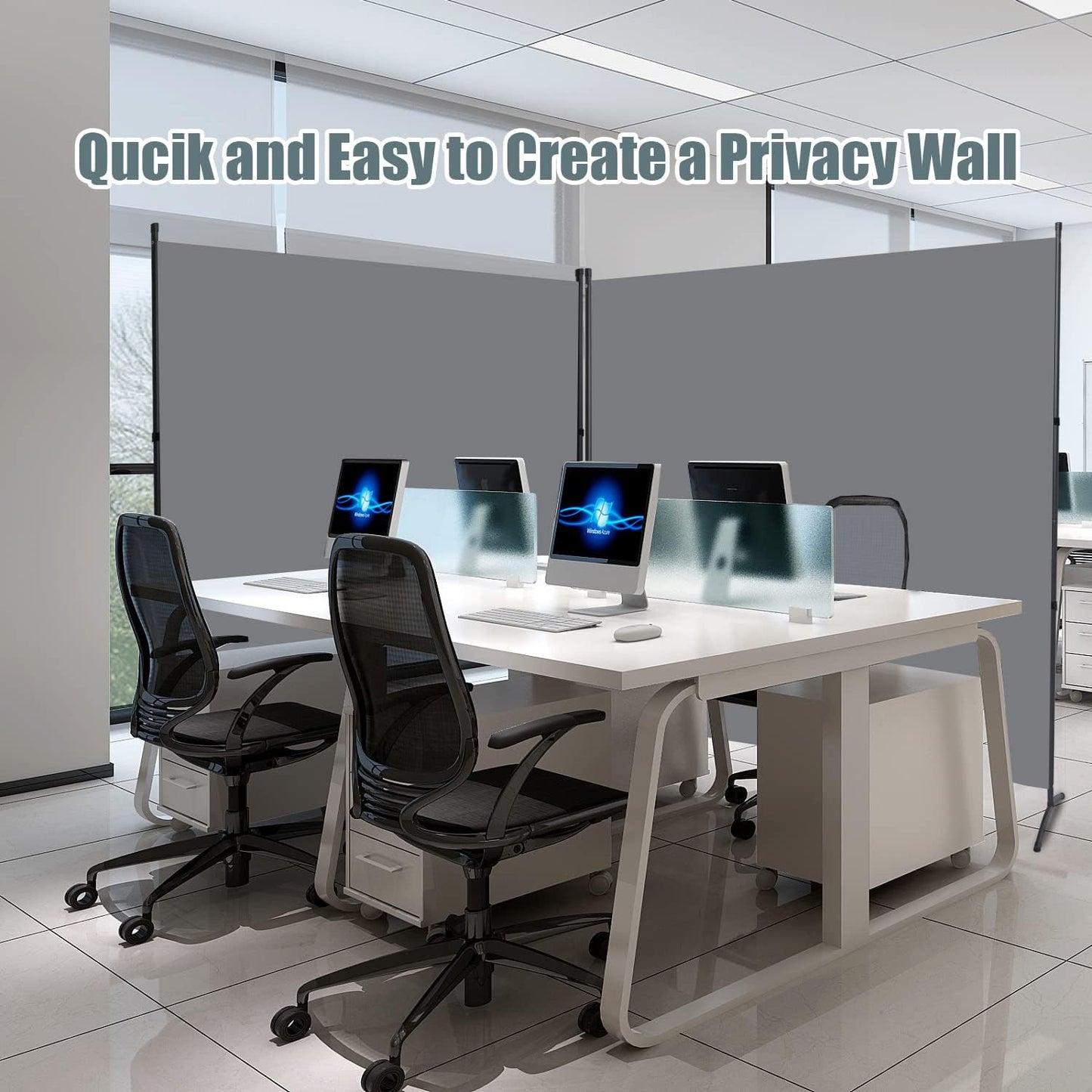 Room Divider 6FT Folding Privacy Screens, Partition Room Dividers w/Freestanding Design, Portable Wall Divider for Room Separtation, Fabric Screen Panel for Home Office Dorm (Grey, 1 Panel)