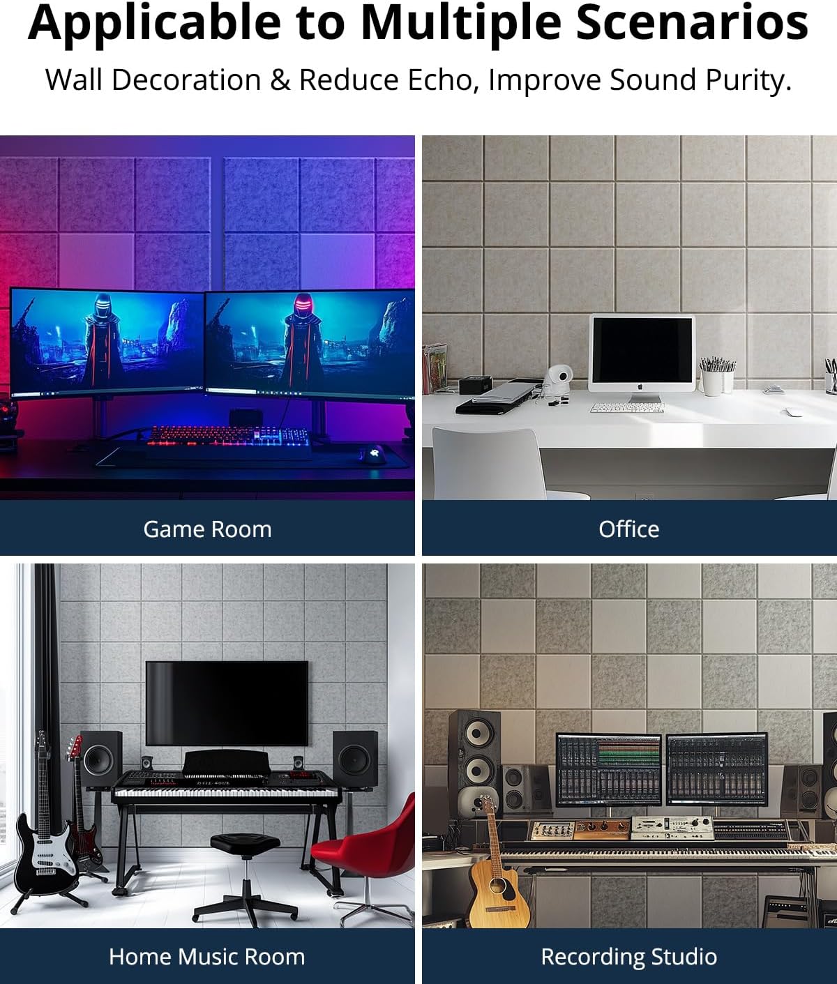 12 Pack Acoustic Panels Sound Absorbing 12"X12"X0.4" Self-adhesive Acoustic Panels High Density Sound Proof Panels for Walls, Door And Ceiling Beige