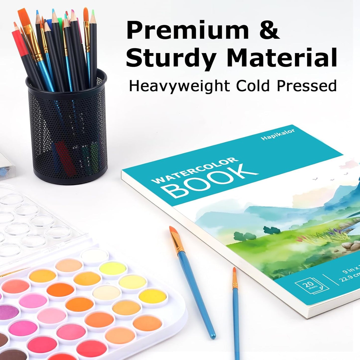 Hapikalor 11"x14" Watercolor Paper Pad, 2-Pack, 140lb/300gsm Artist Painting Drawing Paper Book, Art Supplies for Adults Kids, Watercolors, Watercolor Paint Set, Sketchbook, Journal, Teal
