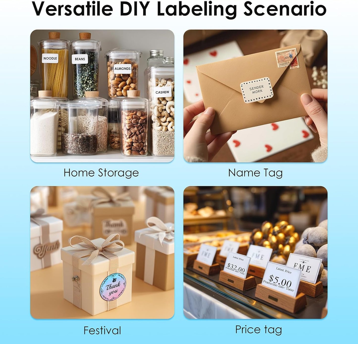 Bluetooth Label Maker Machine with Tape, Y50P Portable Thermal Sticker Maker for Home Office, Small Bussiness & School – Logo Stickers Printer – Includes 230 Labels, Black