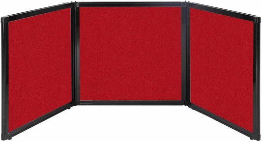 Versare Folding Tabletop Display | 3-Panel Partition | Lightweight Portable Workspace Divider | Red 78" x 24"
