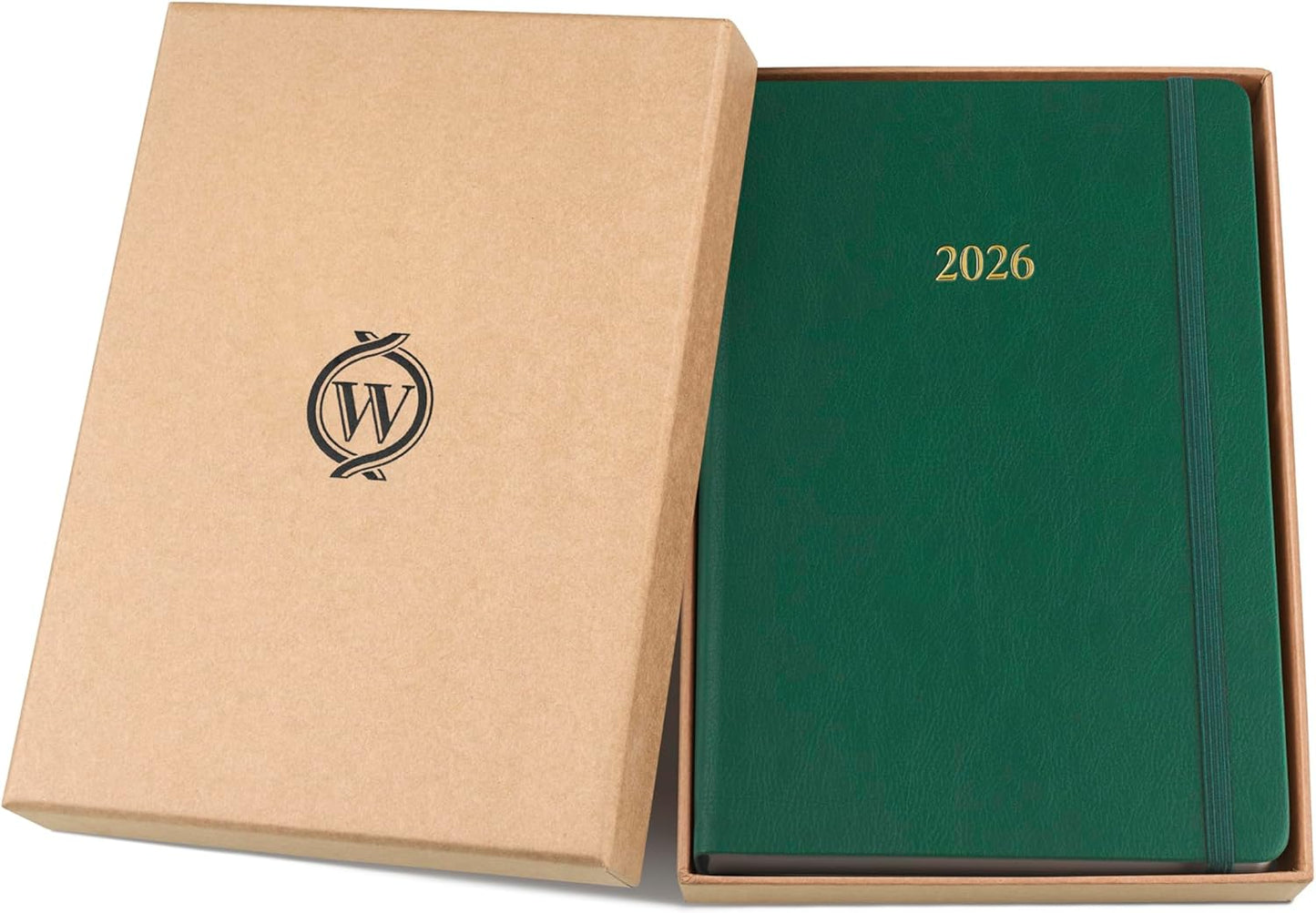 Wykeham's Executive 2026 Daily Journal Planner – US Public Holidays & Format – Customization Available (Racing Green, 8.5”×5.5”)