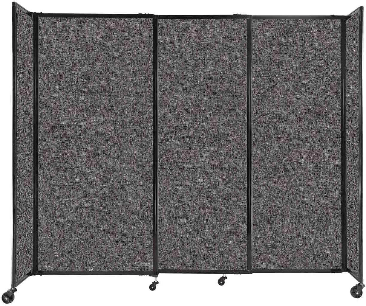 Versare Straightwall Sliding Portable Wall Partition | Freestanding Office Dividers | Locking Wheels | Temporary Room Separator | 7'2'' Wide x 6' Tall Charcoal Gray Fabric Panels