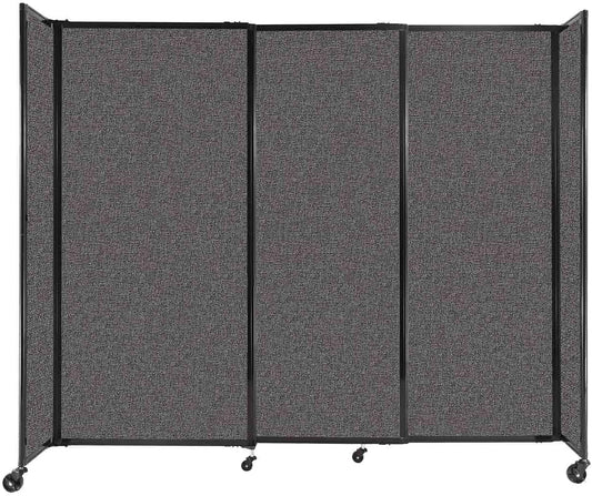 Versare Straightwall Sliding Portable Wall Partition | Freestanding Office Dividers | Locking Wheels | Temporary Room Separator | 7'2'' Wide x 6' Tall Charcoal Gray Fabric Panels