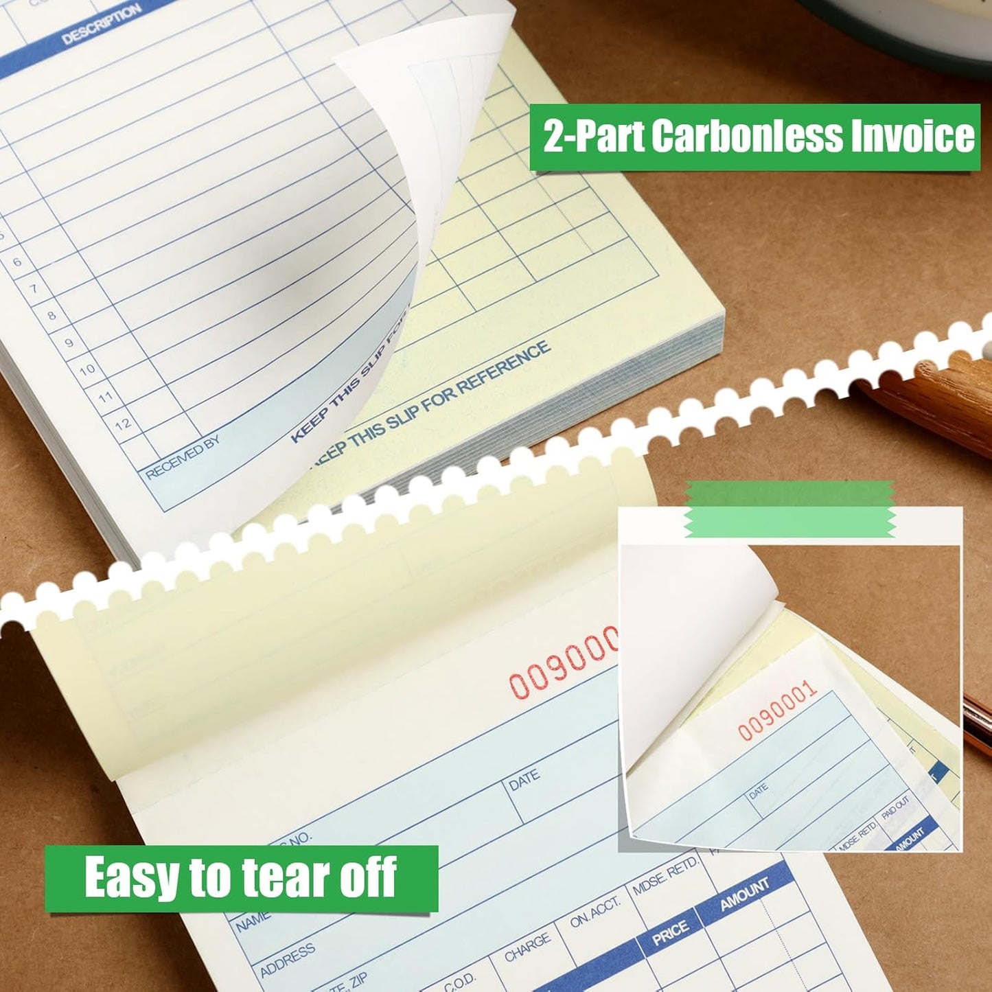 Lincia 34 Pads Sales Order Books 2 Part Carbonless (White/Canary Yellow) Receipt with Carbon Copies Cover Receipt Form Invoice 50 Sets Per Book (4.18 x 7.2 Inch/ 10.6 x 18.3 Cm)