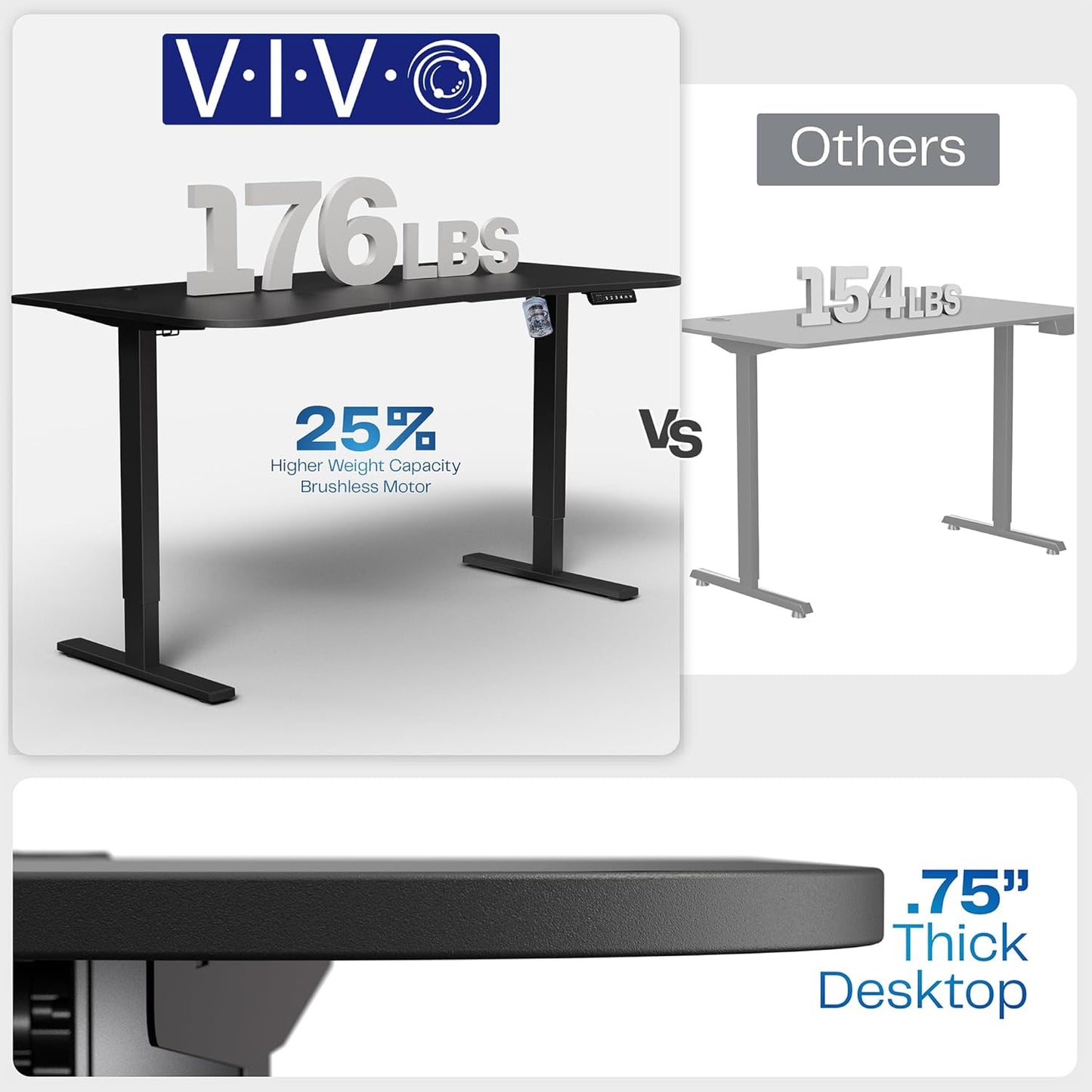VIVO Electric 63 x 32 in Standing Desk, Memory Height Adjustment, 1B Series, Reclaimed Wood Top Black Frame, DESK-KIT-1B1P