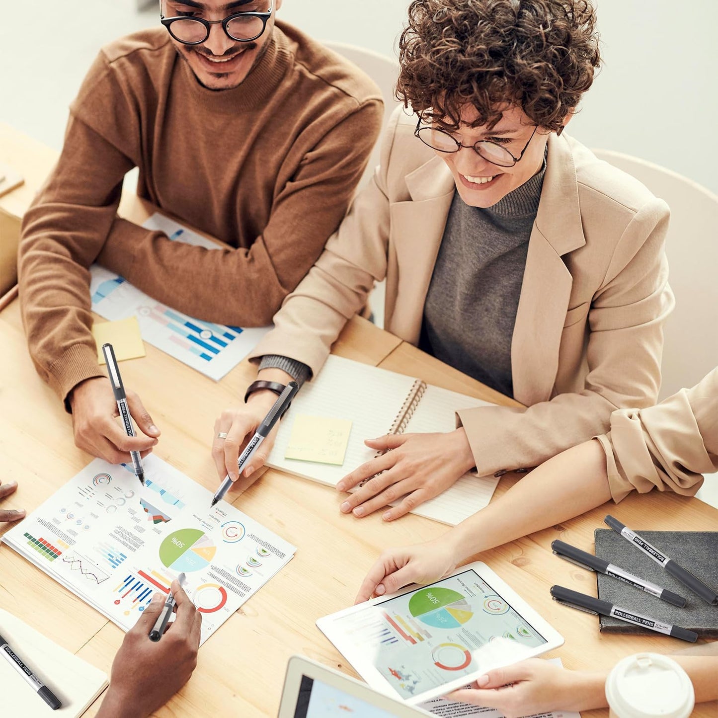 Shuttle Art RollerBall Pens, 25 Pack Black Fine Point Roller Ball Pens, 0.5mm Liquid Ink Pens for Writing Journaling Taking Notes School Office