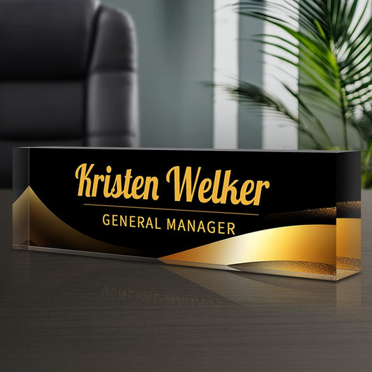 Personalized Name Plate for Desk - Custom Engraved Name Plates for Man - Boss Day Gifts for Boss - Acrylic Office Decor Appreciation Gifts for Teacher Nurse Coworker Social Worker (Classic Black)