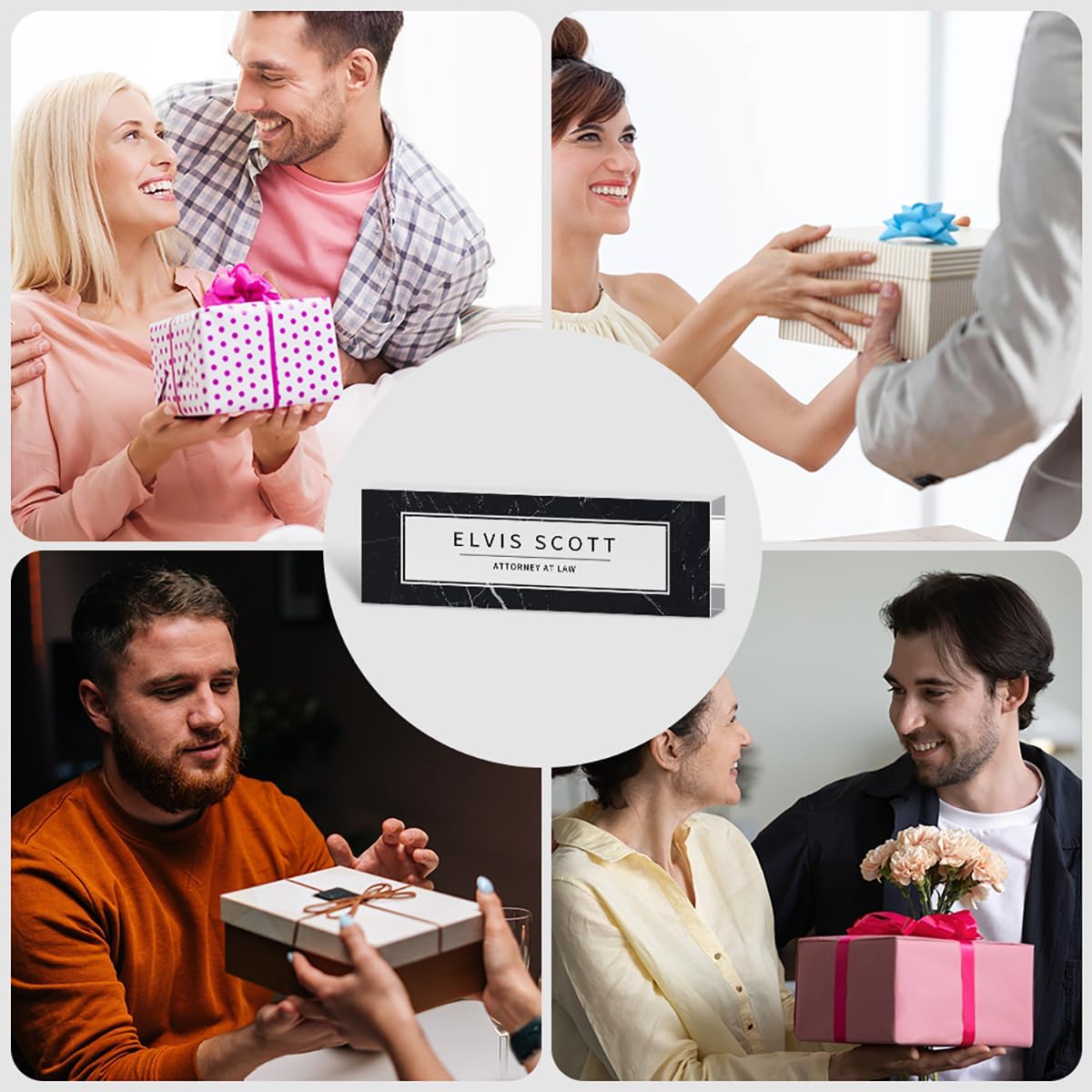 Simple Desk Name Tag: Personalized Name Plate for Office, Minimalist Acrylic Name Plates for Desks