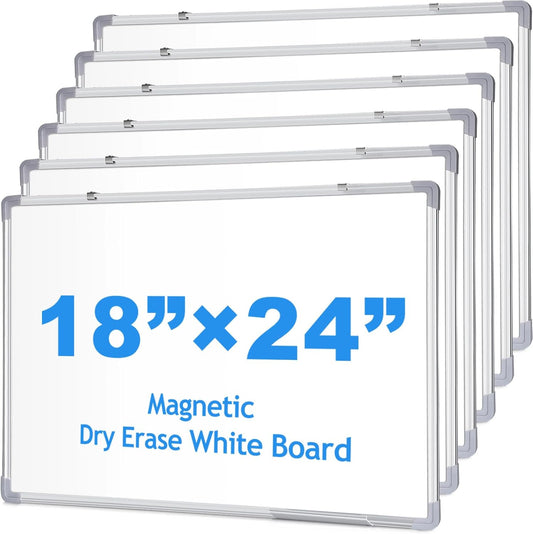 Tinlade 6 Pack Magnetic Dry Erase Whiteboard Message Presentation White Board White Board Dry Erase Aluminum Frame Hanging Whiteboard for School Home Office (18 x 24 Inches)