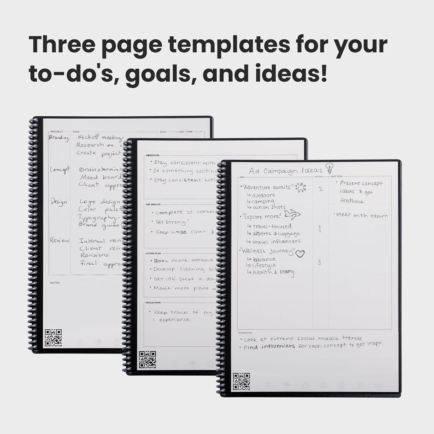 Rocketbook Fusion Reusable Undated Productivity Planner, Letter Size 8.5x11, Red - Goals, Monthly and Weekly Calendar, Daily To-do List, Lined and Dotted Notes Pages