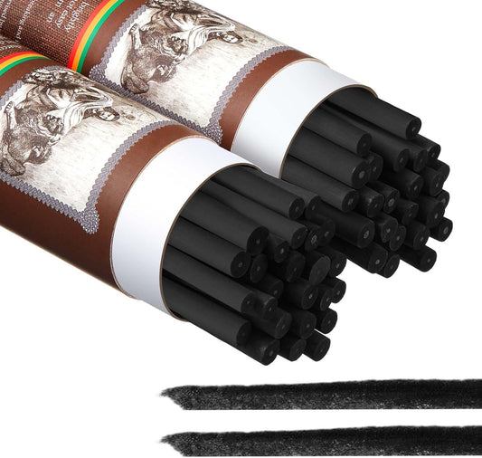 Gueevin 50 Pcs Willow Charcoal Sticks, Willow Charcoal, Artists, Beginners, Students, Perfect for Sketching, Drawing, Shading, and Fine Art (7-9mm)