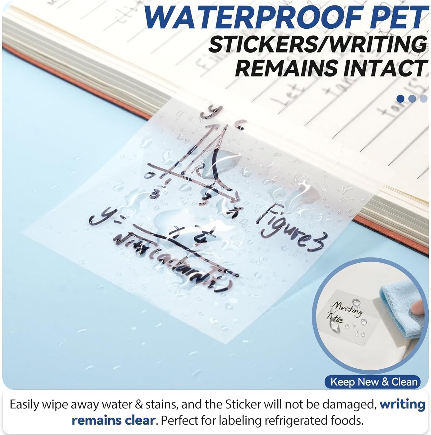 Transparent Sticky Notes with Sticky Index Tabs, Tecolu 【5X The Sticking Power】 Clear Sticky Notes Sets, Waterproof & See-Through PET Sticky Note, Translucent Sticky Note Pad