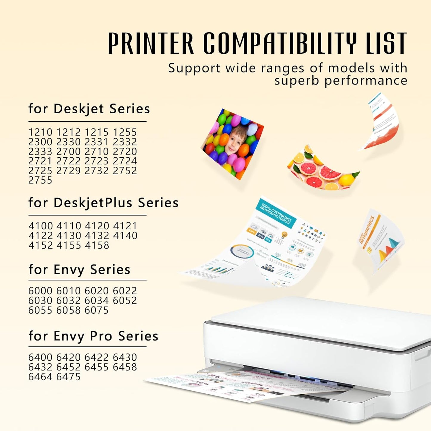 Printer Ink 67XL 67 HP67XL Black for HP67 XL 67XLBlack Deskjet 2755e 2734e Ink Cartridge for HP Printers for Deskjet 2755e / 2700 / 2700e / 2742 / 2734e / 4100 / 4155e Envy 6000e / 6455e / 6055e