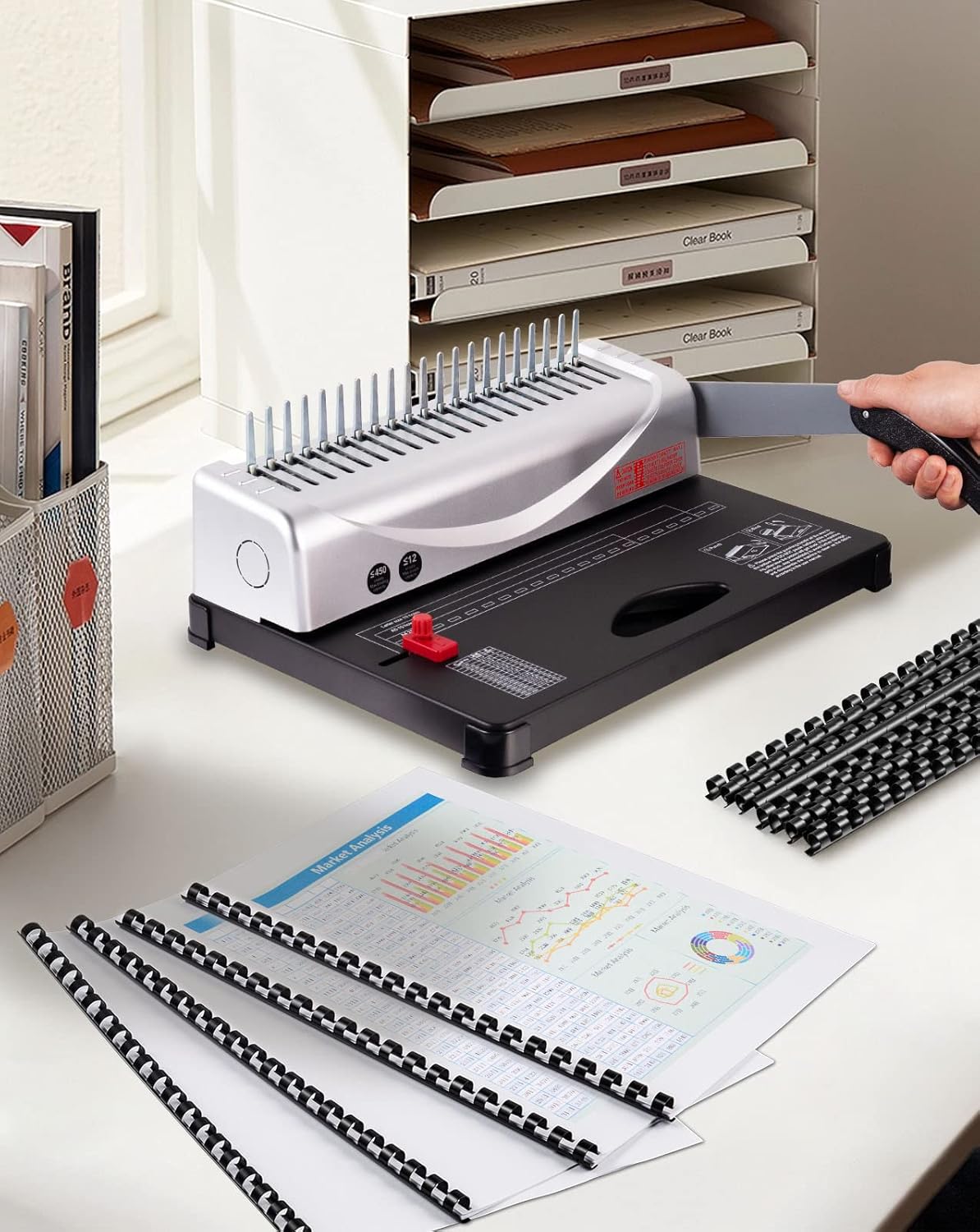 MAKEASY 100 Pack 19-Ring Letter Size Comb Binding Spines for LTR, Plastic Binding Combs, 5/16Inch Diameter, 40 Sheet Capacity, Black Binding Combs