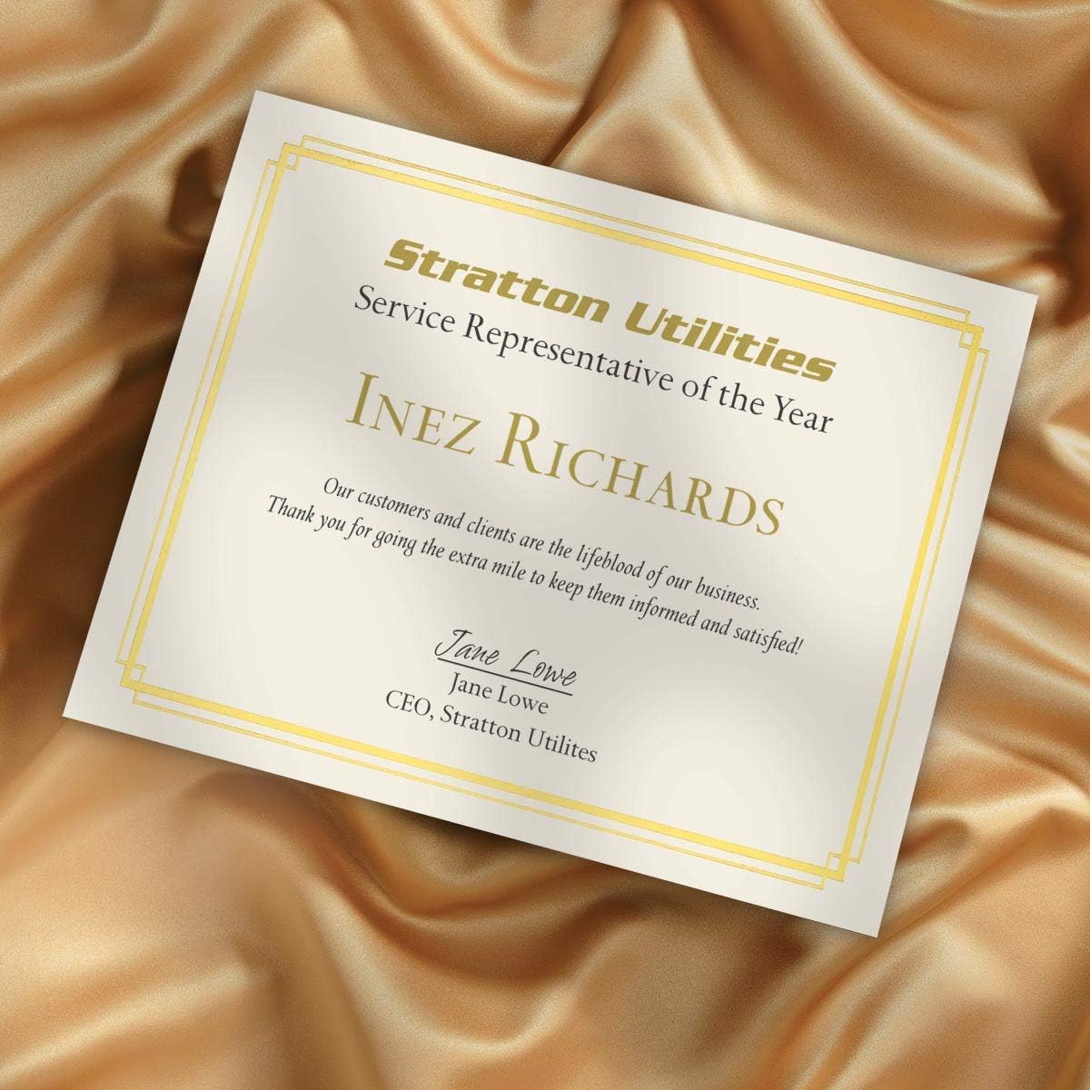 PaperDirect Foil Elegance Specialty Certificates, 50 Sheets of 38lb Cream Paper, 8½" x 11", Double Gold Foil Border, Perfect for Awards, Students, Employees, Volunteers, Course Completion, Diplomas