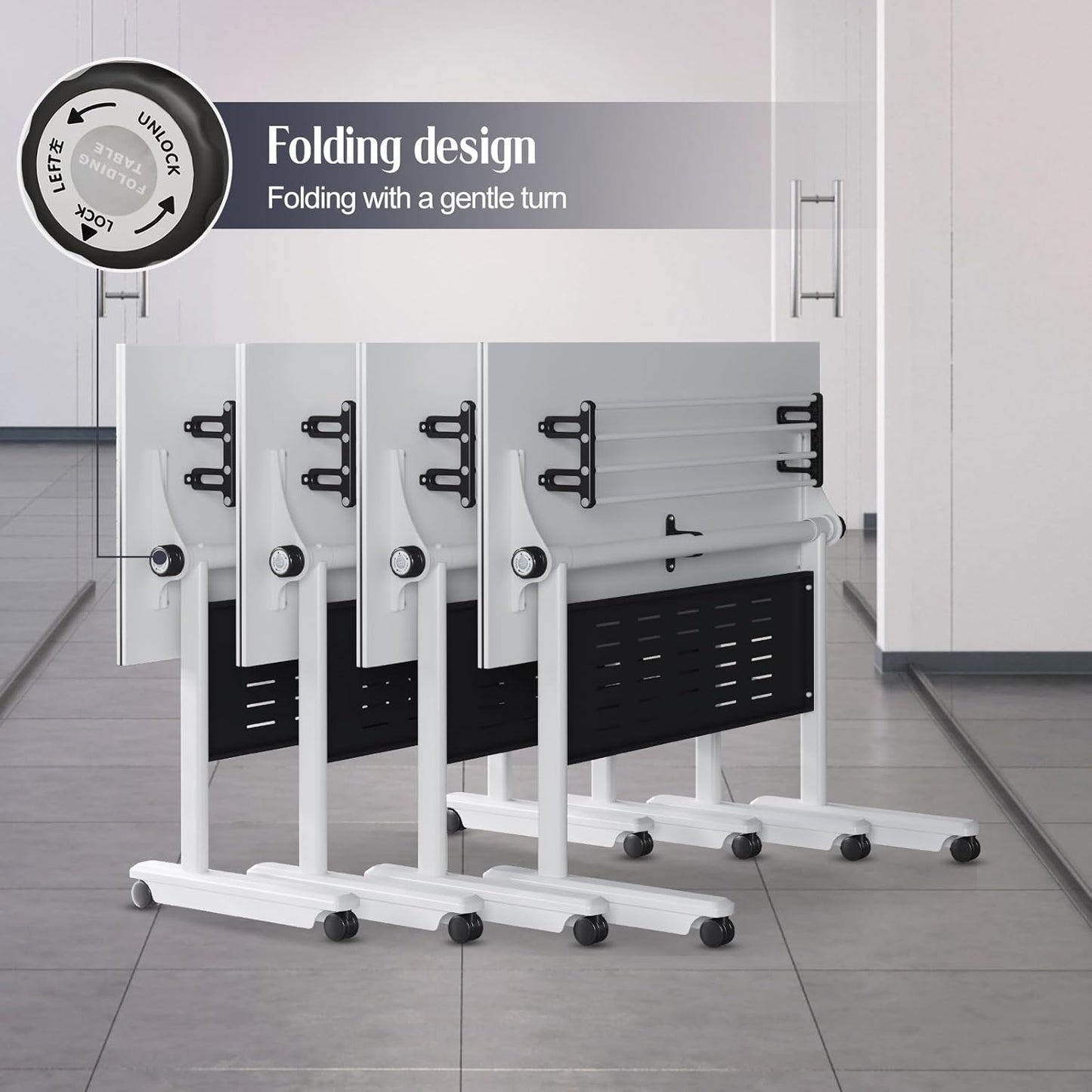 6Pack Conference Room Table, Folding Conference Table for Office Classroom, Mobile Training Tables with Casters Silent Wheels, Large Rectangular Convertible Modular Seminar Tables (L70.9in)