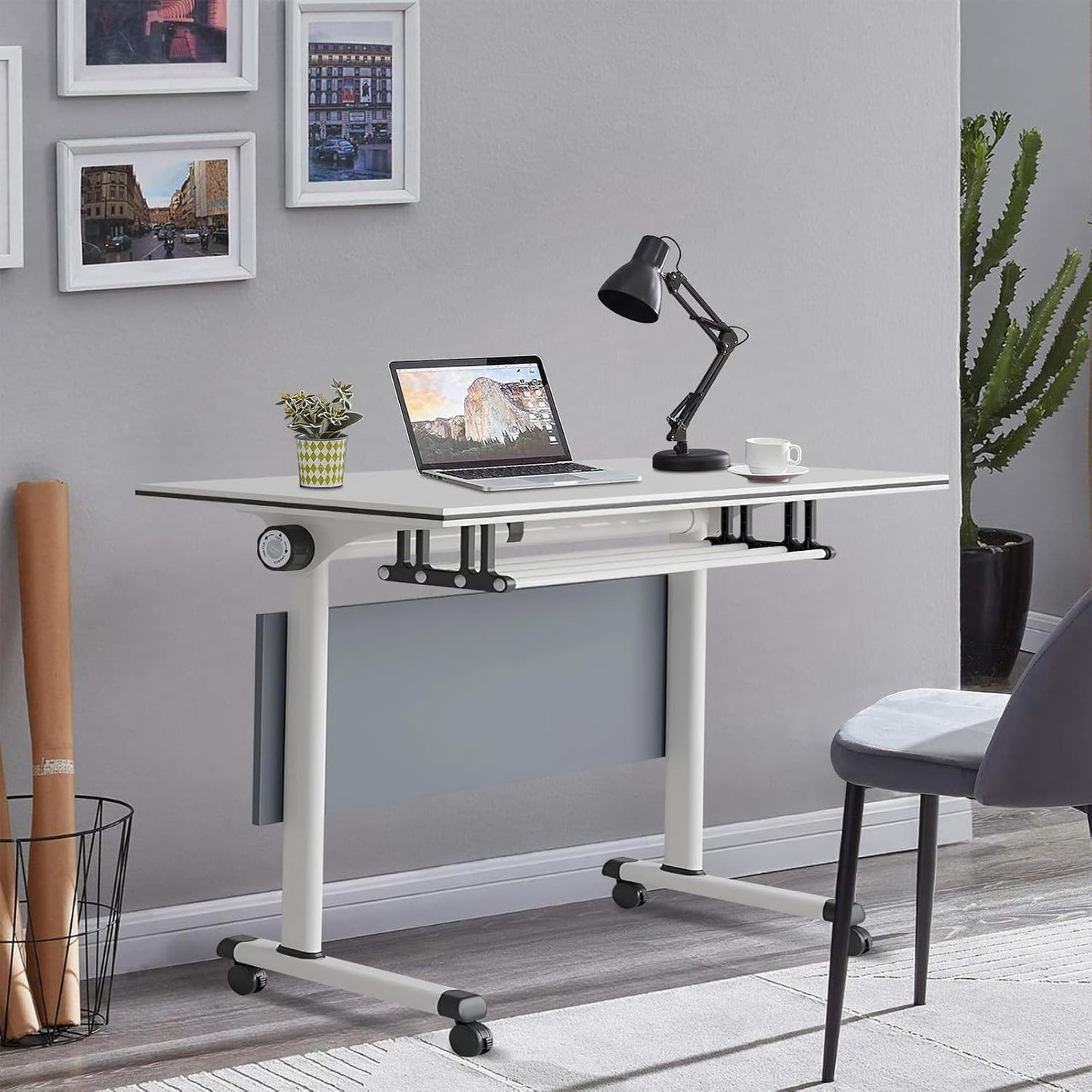 Conference Table,Folding Conference Tables Modern White Conference Room Table with Wheels, 2-10 Persons,for Office, Meeting Room (2, 1619YH, 55IN)