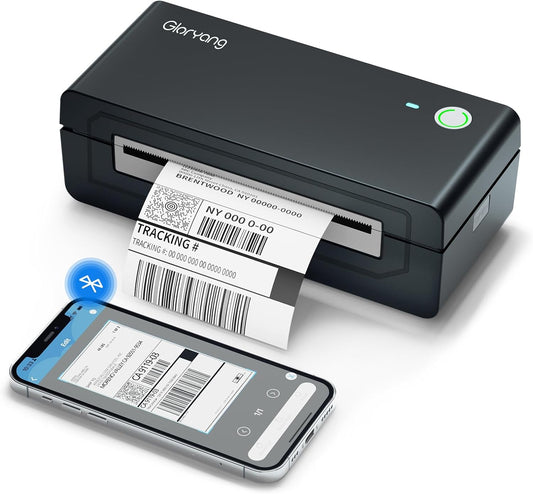 Bluetooth Thermal Shipping Label Printer, 4X6 Inkless Label Machine for iOS, Android, Laptop, Wireless Printer for Small Business, Compatible with Amazon, UPS, Shopify, Black