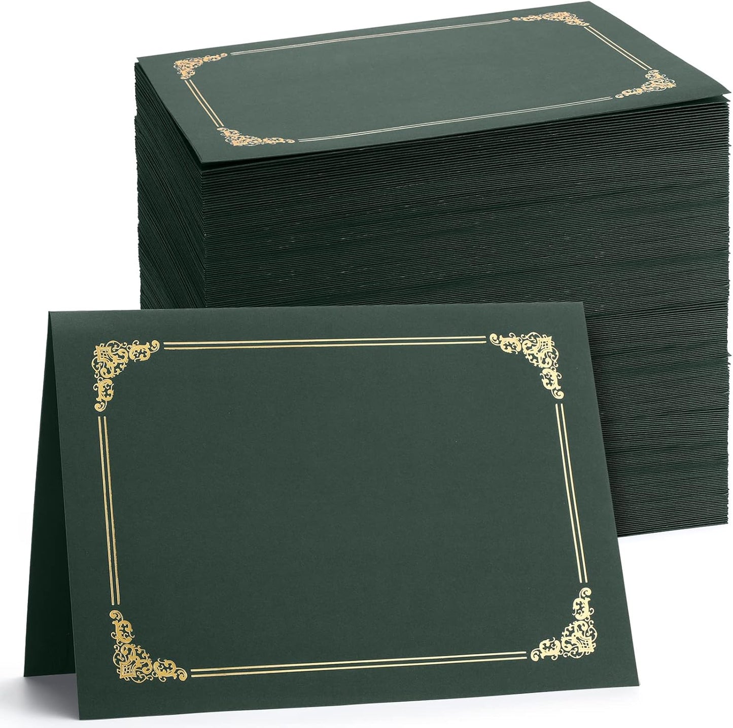 Fainne 80 Pieces Certificate Holders Diploma Holders Document Holder Certificate Covers Certificate Folders with Gold Foil Border for Letter Size 8.5 x 11 Inches Diploma Documents Awards (Green)
