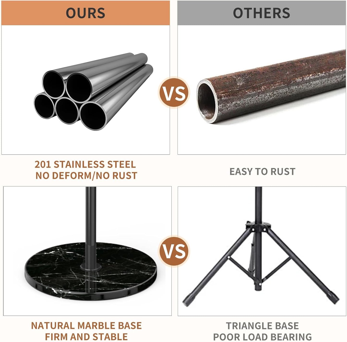 Metal Modern Coat Rack Stand, Sturdy Freestanding Coat Rack with Natural Marble Base, Black Coat Racks and Coat Hall Tree Hanger Stand for Entryway, Hallway, Office (Black Marble base)