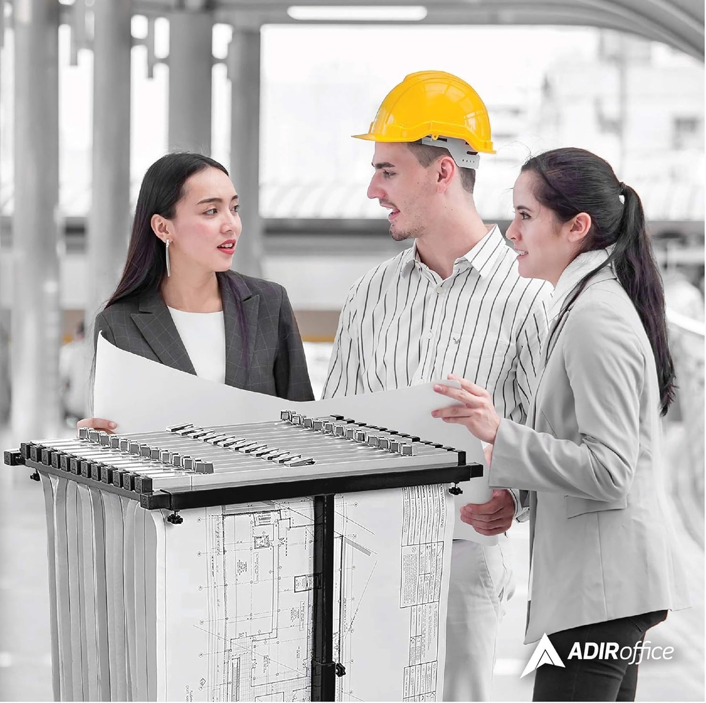 Adir Blueprint Rack and Clamps - 12 Pack of Blueprint Clamp and Mobile Blueprint Rack, Heavy-Duty Large Document Storage Solution for Blueprints, Posters, Maps, & Construction Plans