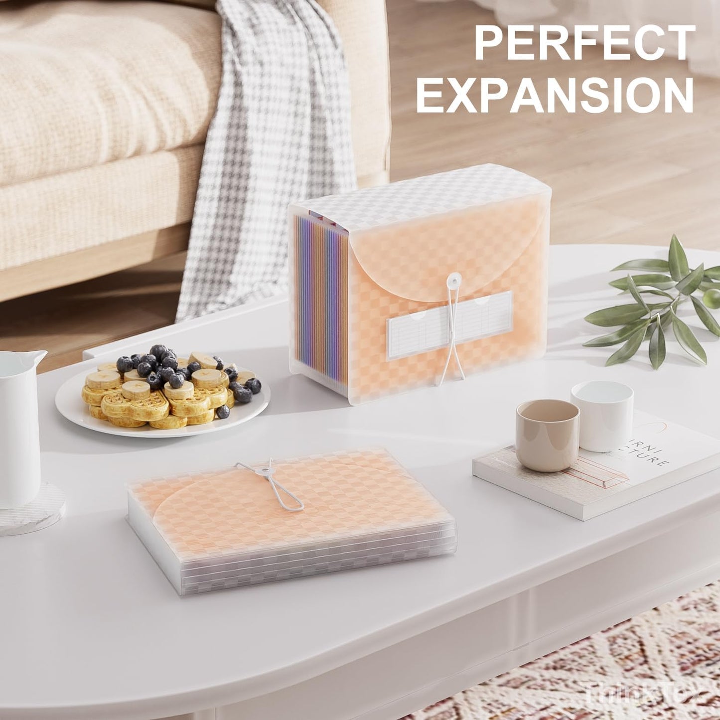 ThinkTex Accordian File Organizer, 26 Pockets Expanding File Folders, Monthly Bill Receipt Documents Organizer, A-Z Colorful Tabs, Letter/A4 Size -Orange