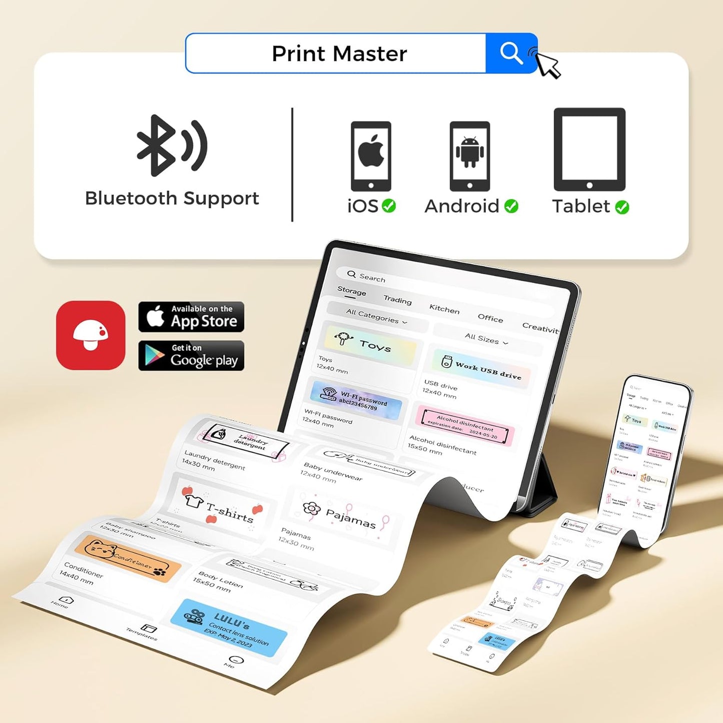 Label Maker, Label Maker Machine with Tape, Portable Bluetooth Label Printer with Little Space, Mini D10 Label Machine with Multiple Personalized Templates for Family School