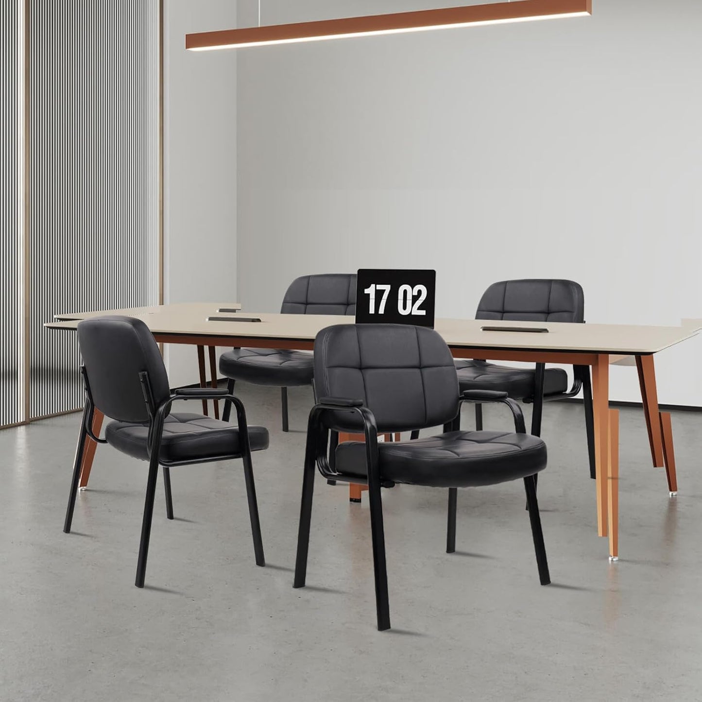 CLATINA Big & Tall 500 lbs Waiting Room Guest Chair, Leather Office Reception Chair No Wheels with Padded Arms for Elderly Home Desk Conference Room Lobby Side Salon Clinic, Black(6 Pack)