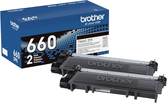 Brother Genuine High-Yield Black Toner Cartridge Twin Pack TN660 2PK (TN6602PK)