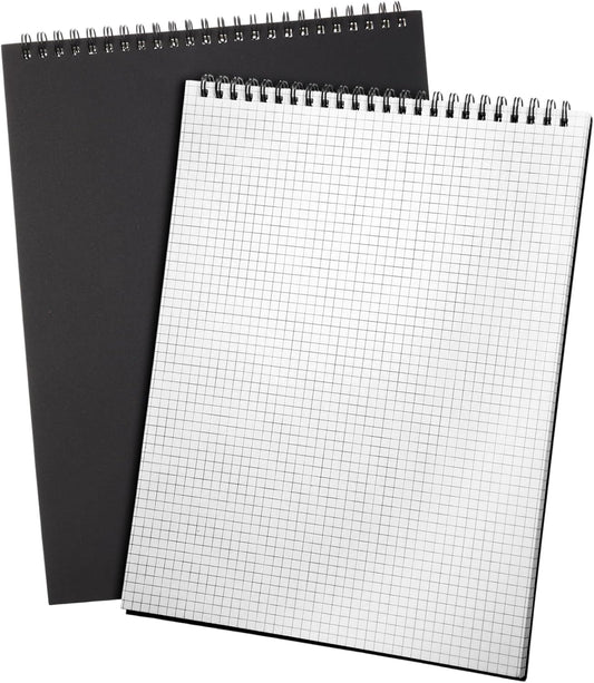 1 Pack Top Spiral Graph Paper Notebooks 8.7 X11.4 Inch A4 Grid Paper Notepad 70 Sheet Memo Steno Pad for Engineering Writing Sketching Drawing School Office Supplies (Black)