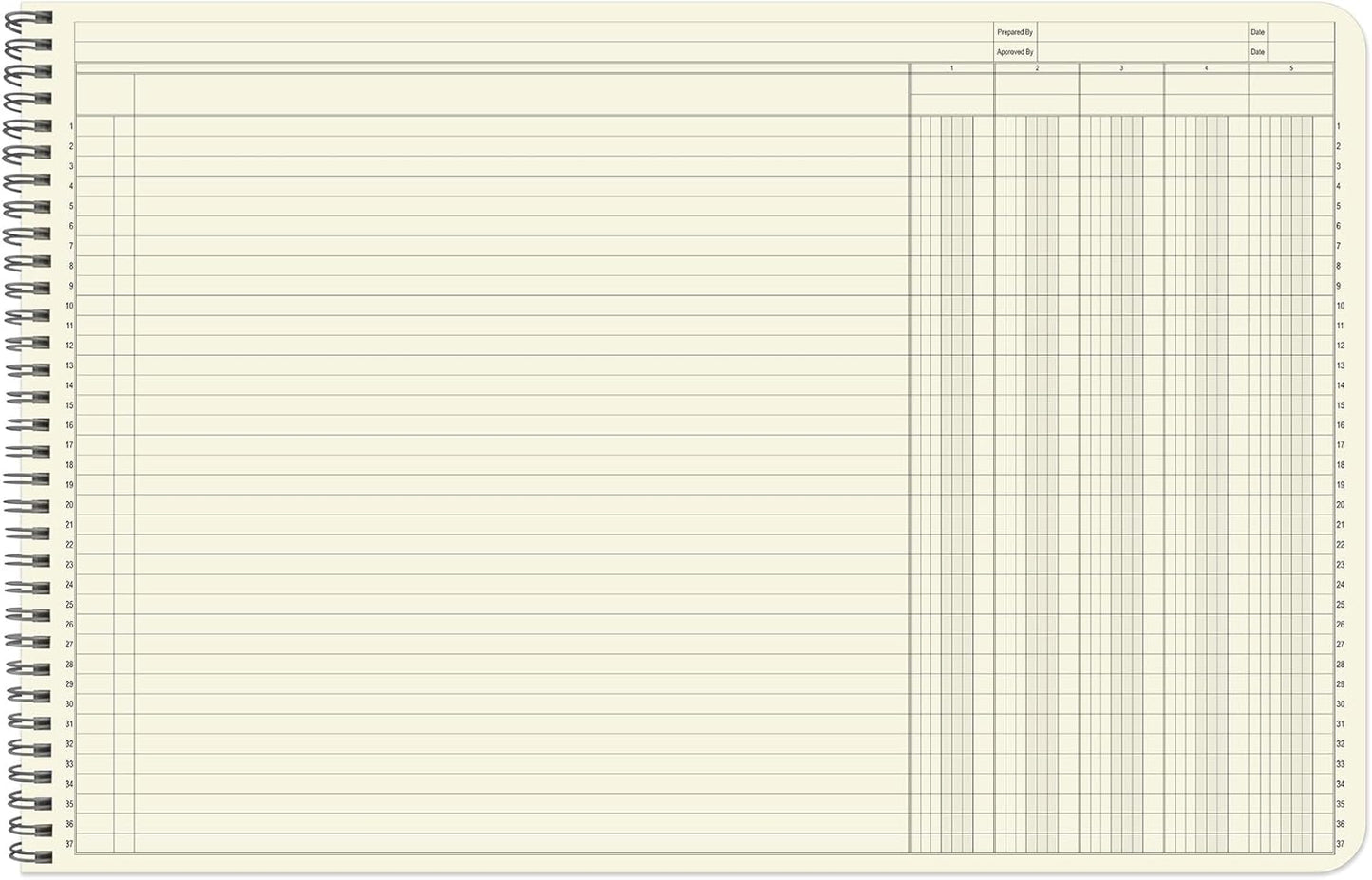 BookFactory Accounting Ledger Notebook/Large 5 Column Accounting Ledger Columnar (Five Columns) Log Book - 17'' x 11'', 100 Pages, Wire-O Landscape Format (LED-100-CLCW-PP(17x11-Ledger-5)-AX)