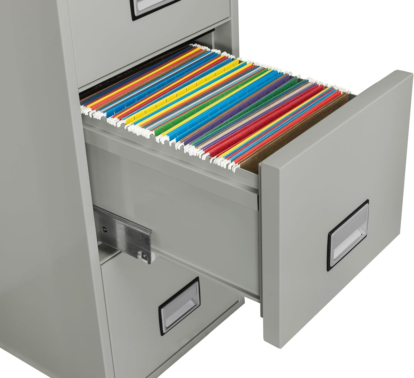 31 inch 4-Drawer Vertical Fireproof File Cabinet – Letter Size Filing – Key Lock – Water Resistant Seal – Fire and Impact Rated – Light Gray Finish – Model LTR4W31LG