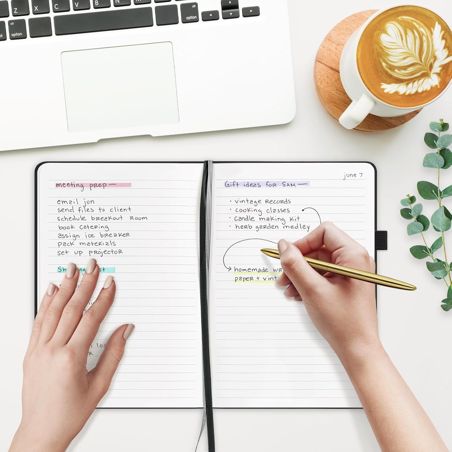 &And Per Se Lined Journal Notebook (10 Packs), 160 Pages, A5 5.7 x 8 inches College Ruled Thick Paper Notebook Journals for Writing, Hardcover Notebooks for Women Men Office School (Black)