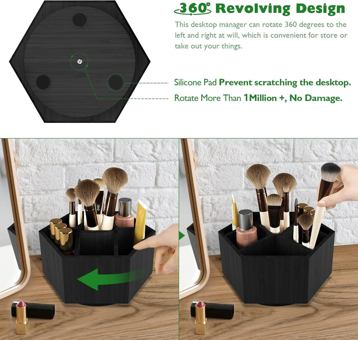 Art Caddy Organizer for Kids, Bamboo Pencil Organizer with 7 Large Compartment, Pen Storage Organizer, Marker Holder, Desk Caddy holds 325+ pencils, Education Supplies & Craft Supplies, Black