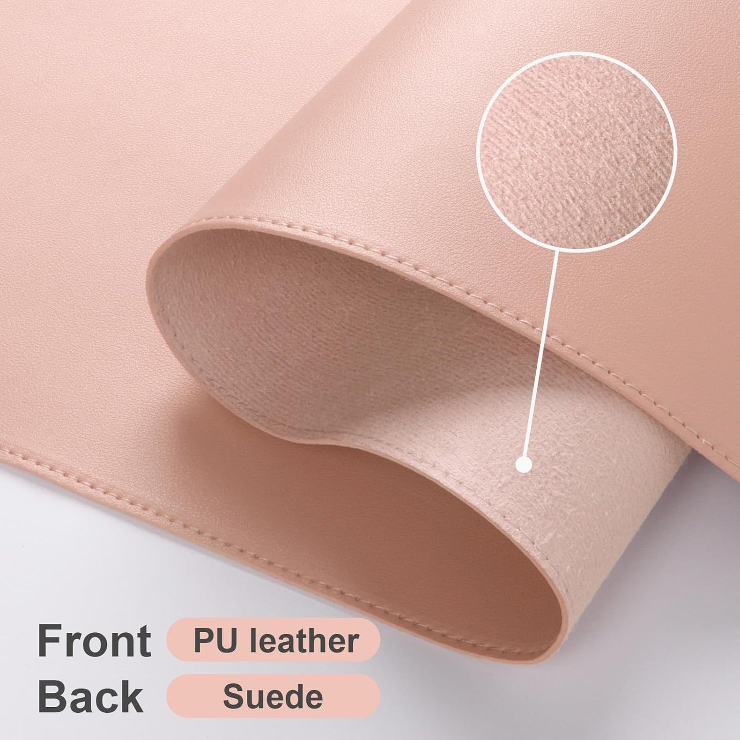 DAWNTREES Desk Mat Protector,PU Leather Desk Pad,Non Slip, Large Mouse Pad and Keyboard Mat, Waterproof Writing Pad for Office and Home (Pink)