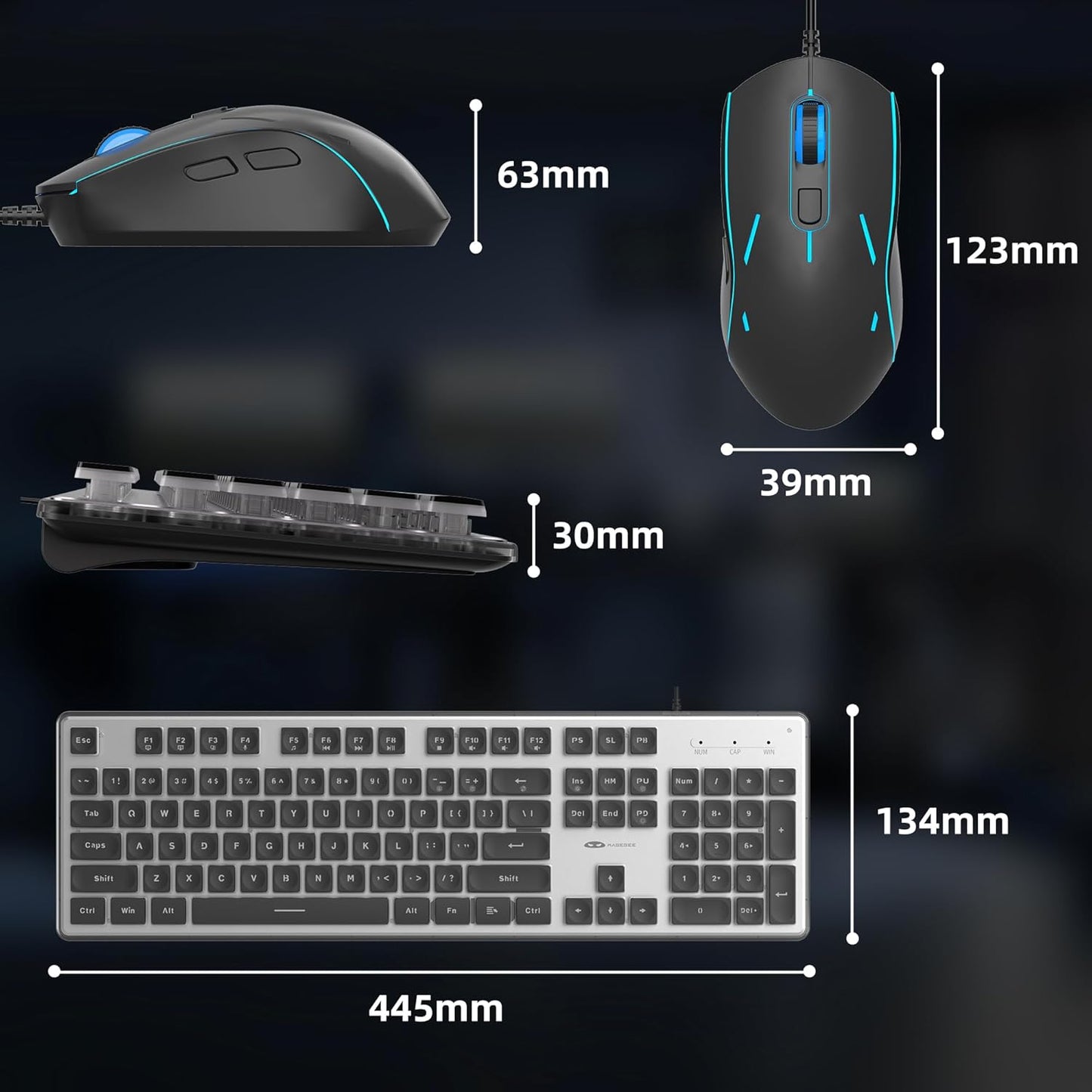 Camiysn Gaming Creamy Keyboard and Mouse, Black 104 Keys RGB and 6 Speed RGB Mouse Combo, Pudding Keycaps Silent Computer Keyboard for Computer/PC/Laptop/Mac/Windows/Office