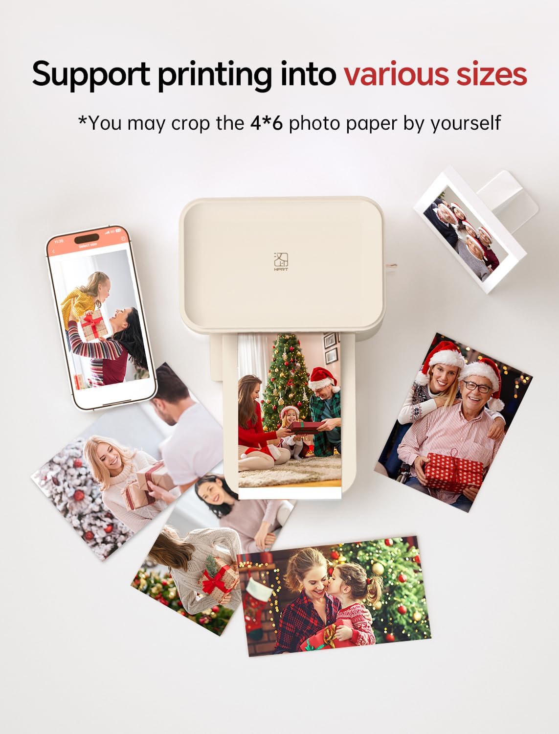 HPRT Photo Printer 4x6,+108 Sheets&2Ribbon,Phone Instant Picture Printer for iPhone, Android, Portable Photo Printers for Home Use (Beige)
