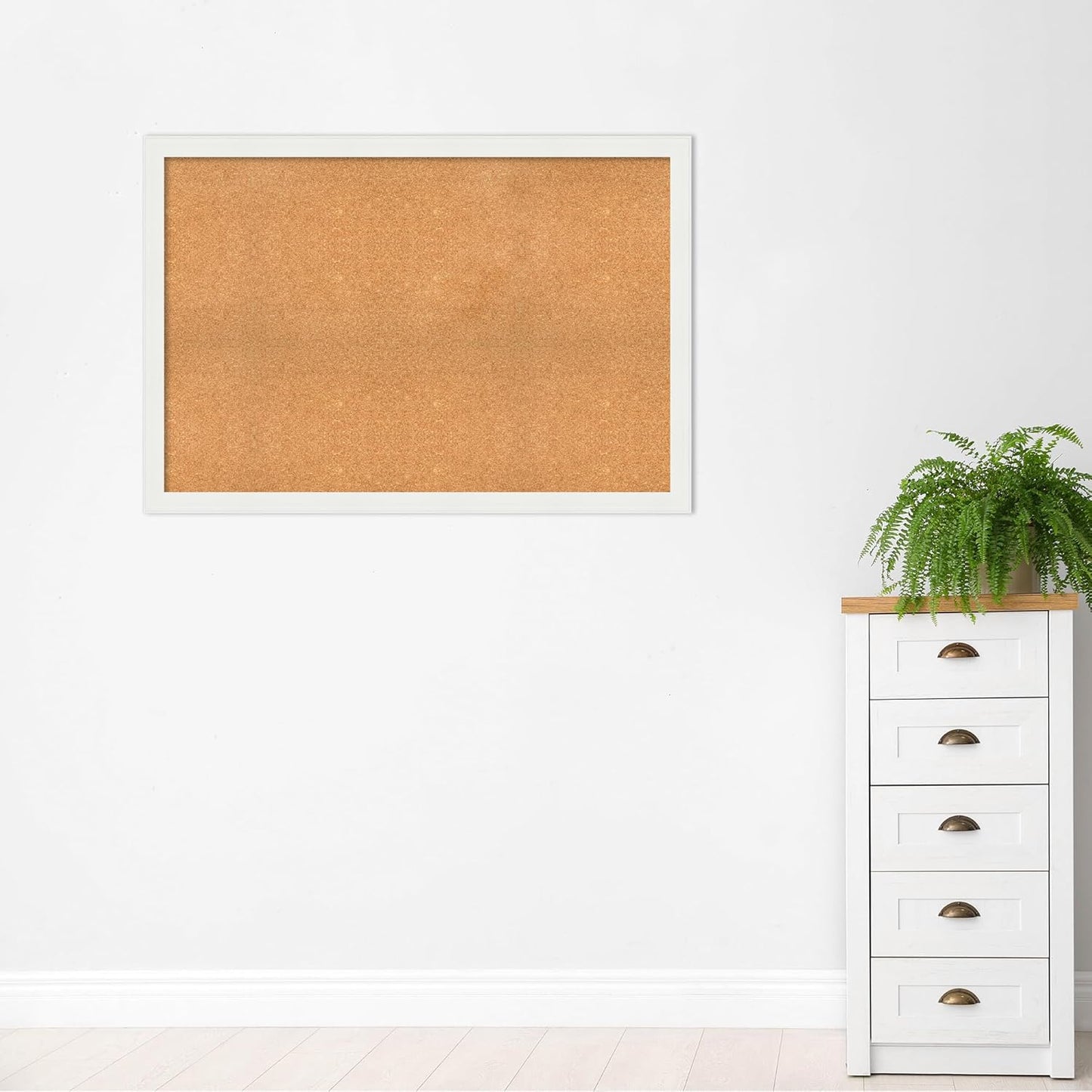 Amanti Art Natural Cork Board for Wall, 35x51 Vision Board with White Frame, Oversize Corkboard Office Decor for Home Organization, Casual Corkboard Pinboard to Display Items for Home Organization in