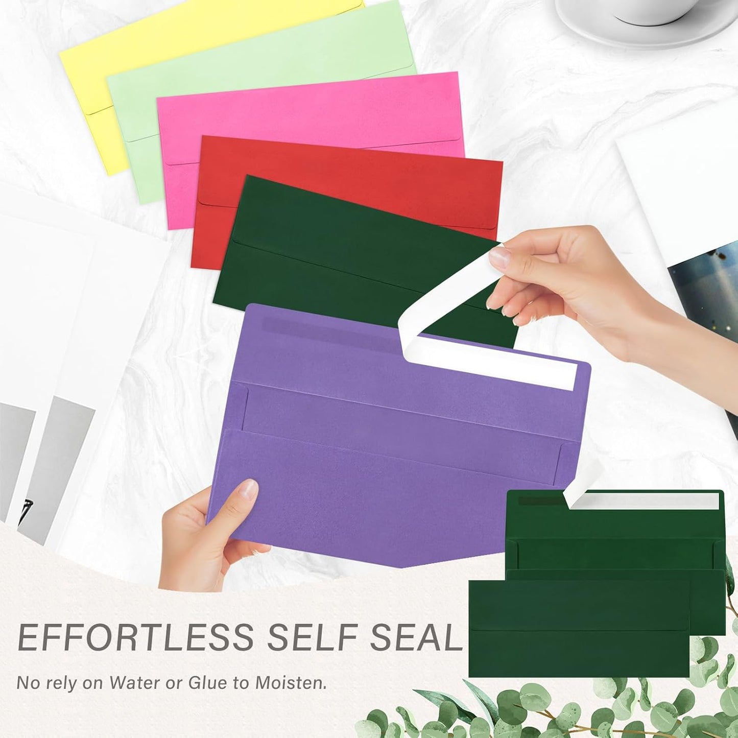 200 Pack #10 Business Envelopes, Self Seal Standard Christmas Dark Green Envelopes for Secure Business & Legal Mailing, Office, Checks, Letter, Invoices, 4 1/8 x 9 1/2 Inches