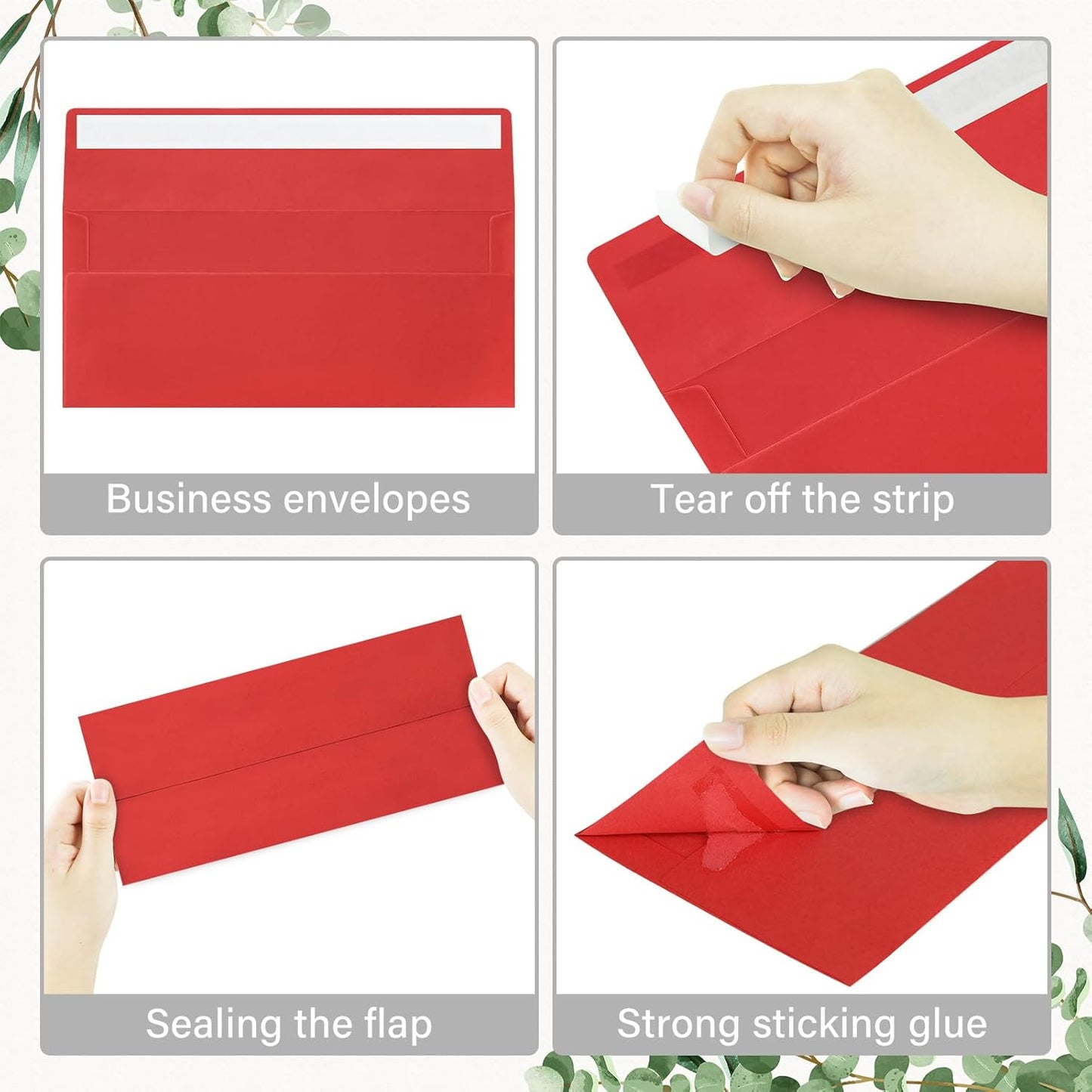 200 Pack #10 Business Envelopes, Self Seal Standard Christmas Red Envelopes for Secure Business & Legal Mailing, Office, Checks, Letter, Invoices, 4 1/8 x 9 1/2 Inches