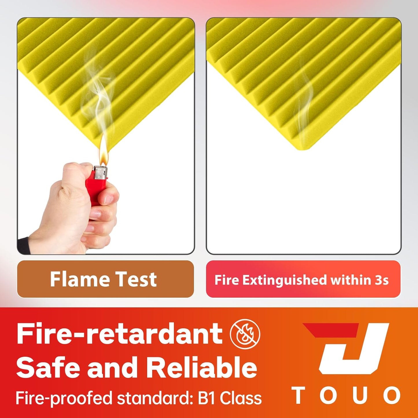 12 Pack Acoustic Panels – Sound Proof Foam Panels for Wall 12"x12"x2", Flame Retardant Wedge Acoustic Foam, High-Density Sound Absorbing Panels for Home Studio(Yellow, 2" Thick 12 Pack)