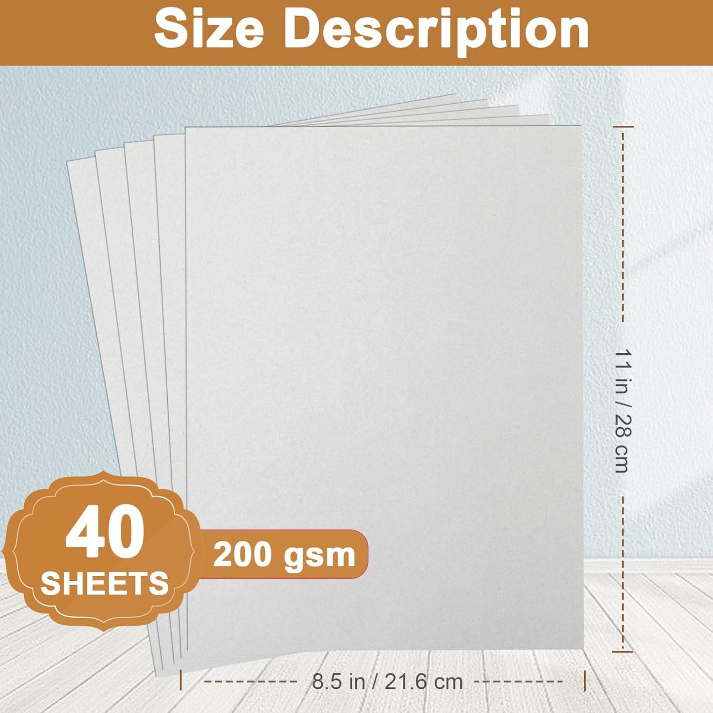 40 Sheets Grey Cardstock 8.5 x 11 Crafts Paper, 200gsm/75lb Premium Gray Card Stock Printer Paper for DIY Cards Making, Business Cards, Certificates, Wedding Invitations, School, Menus