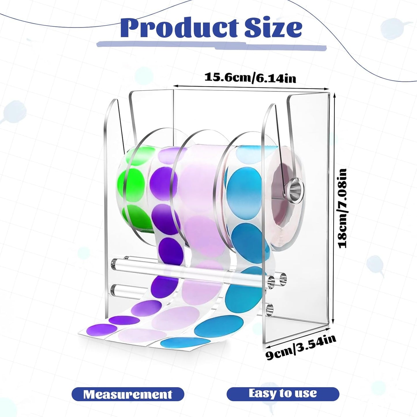 Adjustable Label Dispenser, 4 Disks Acrylic Sticker Dispenser Sticker Roll Holder Clear Label Roll Holder Organizer Label Holder for Holding Office and Home