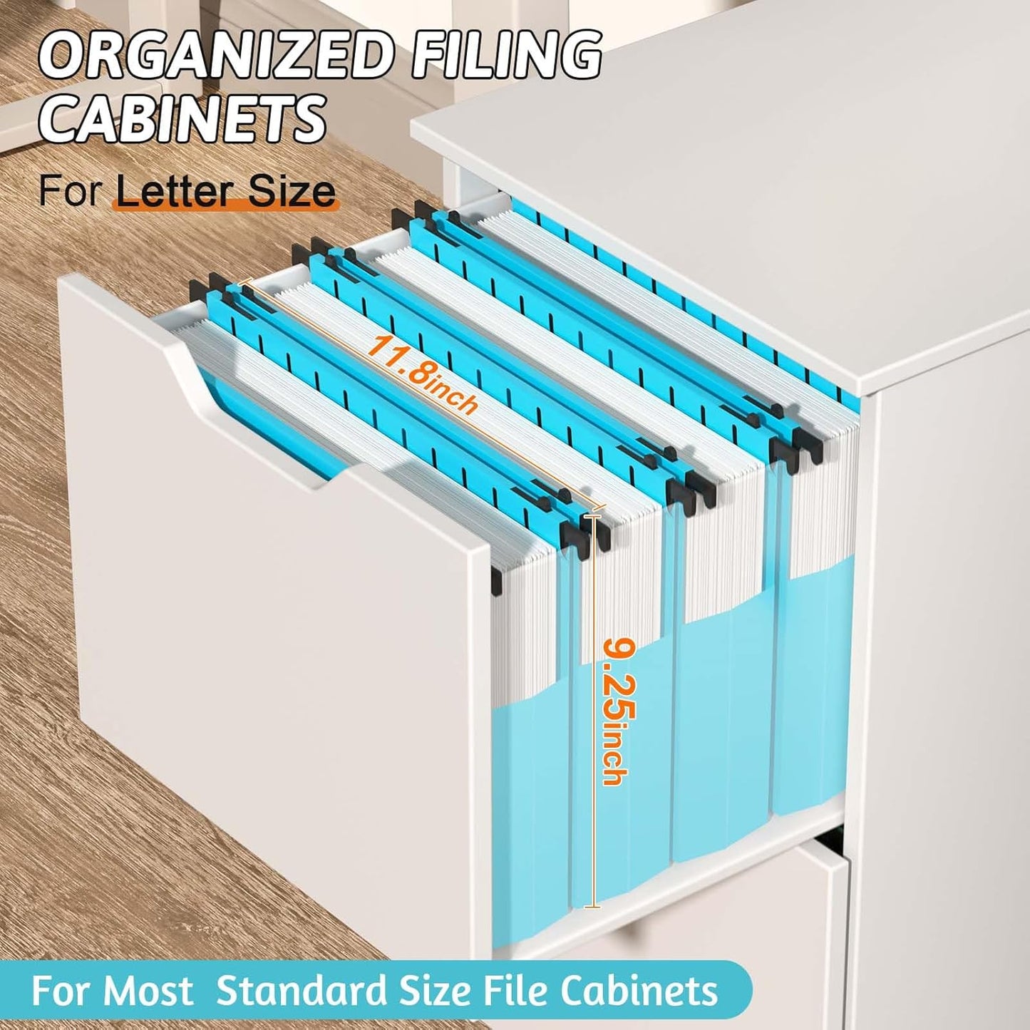 Plastic Hanging File Folders Expandable,12 Pack Extra Capacity Hanging File Folder Letter Size,2 Inch Expansion Heavy Duty Folders,Adjustable Tabs,Hanging Folder Designed for Bulky Files(Blue)