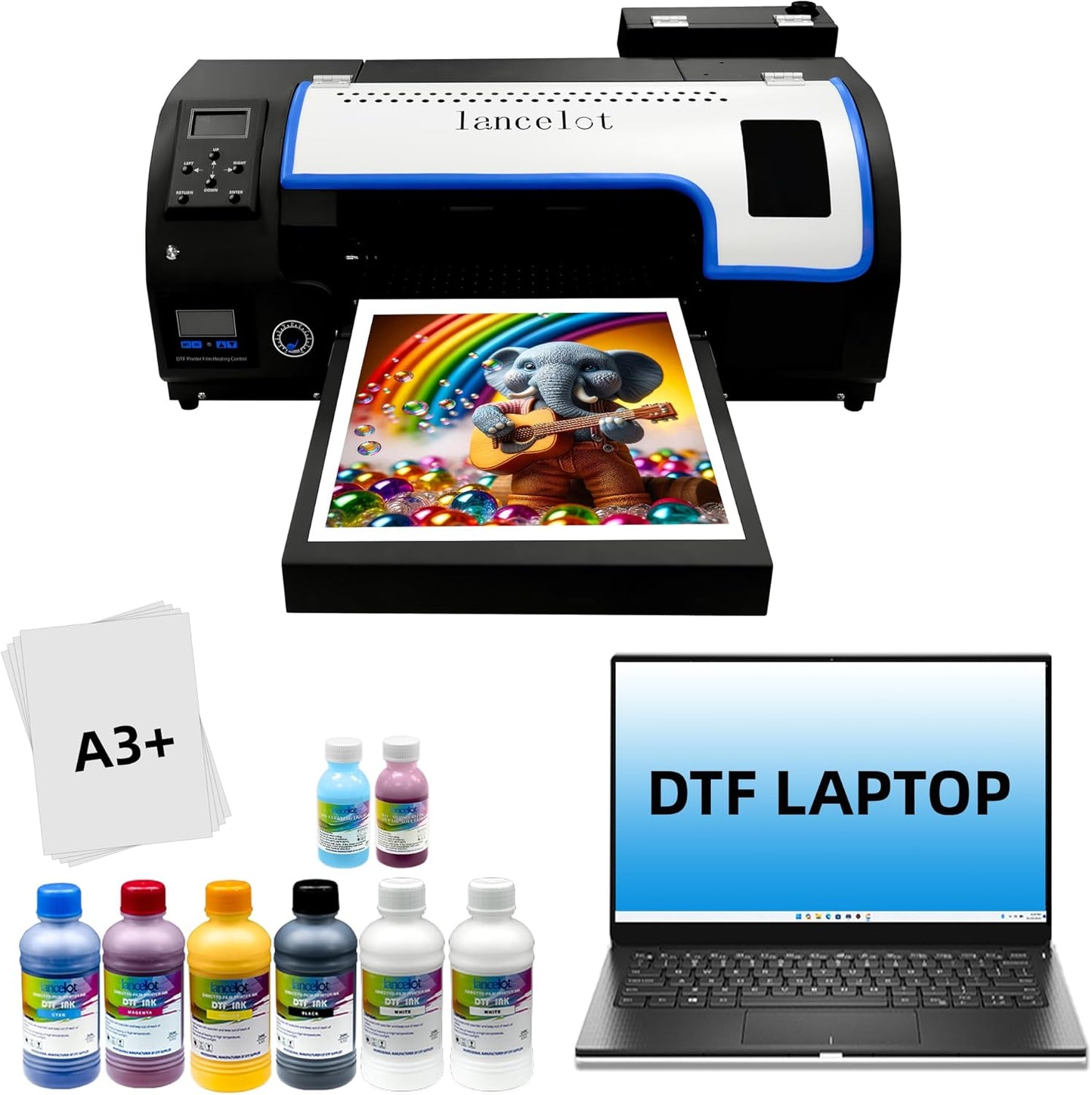 Lancelot Auto-Maintenance A3 M1630 Pro DTF Printer Transfer Printing Machine with White Ink Circulation and Auto-Film Cutter for DIY Print T-Shirt,Doule Speed for L1800/R1390 DTF Printer