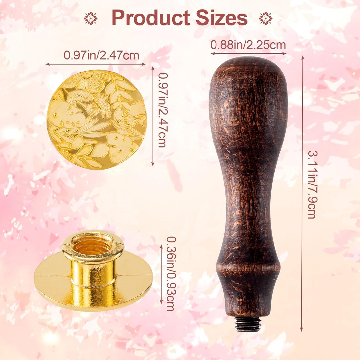 9pcs Wax Seal Stamp Kit, Brass Sealing Wax Stamps Head & Wooden Handle for Wedding Invitations Cards Envelopes(Tree of Life+Tulip+Vintage Rose+Love Rose+Daisy+Butterfly+Sakura+Leaves)