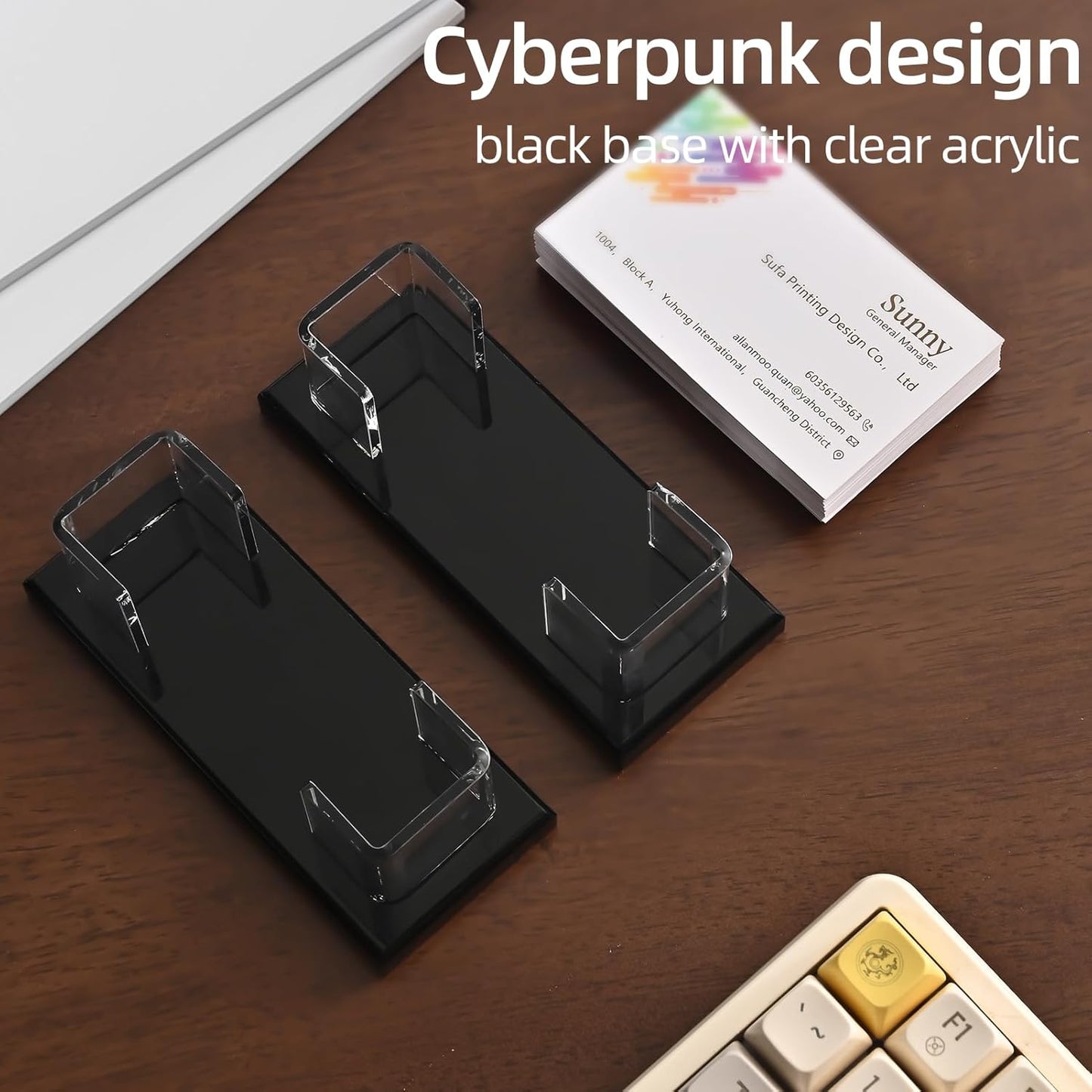 PecMuikee Business Card Holder for Desk，Acrylic Business Card Display Stand,Multiple Business Card Holders for Office, Exhibition, Home, Restaurant (slot 1)