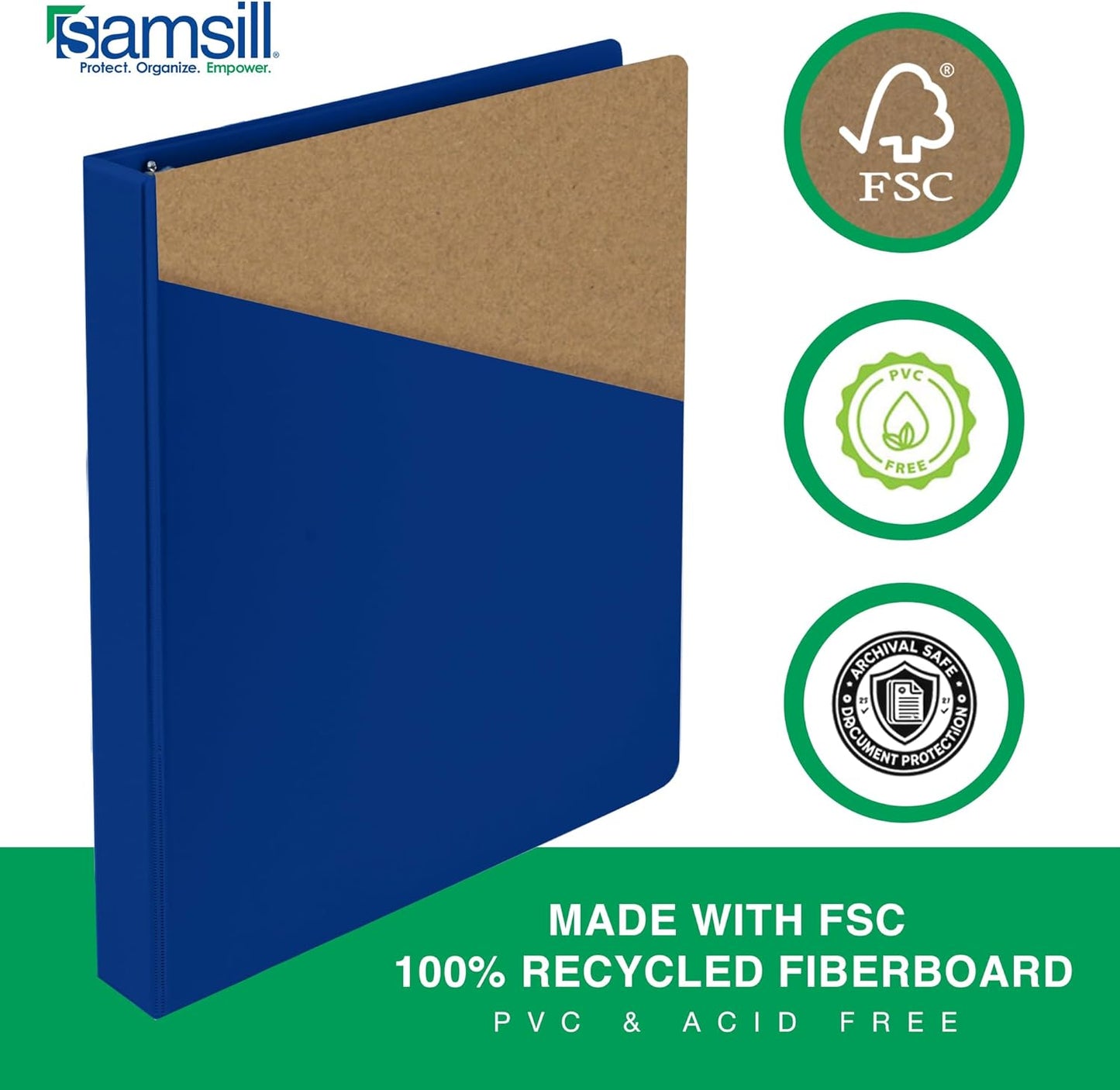 Samsill 3 Inch 3 Ring Binders, Made in USA, Economy Round Ring, Clear View Cover, 550 Sheet Capacity - for School, Home, Office - Blue, 4 Pack