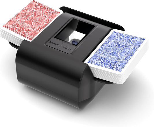 Automatic Card Shuffler Machine for 1–2 Decks, USB-C Rechargeable, Heavy Duty, Low Noise, Portable – Works with UNO, Phase 10, Skip-Bo, Blackjack, Standard Playing Cards & More